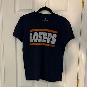 Navy Graphic Tee with Orange and White Print SMALL